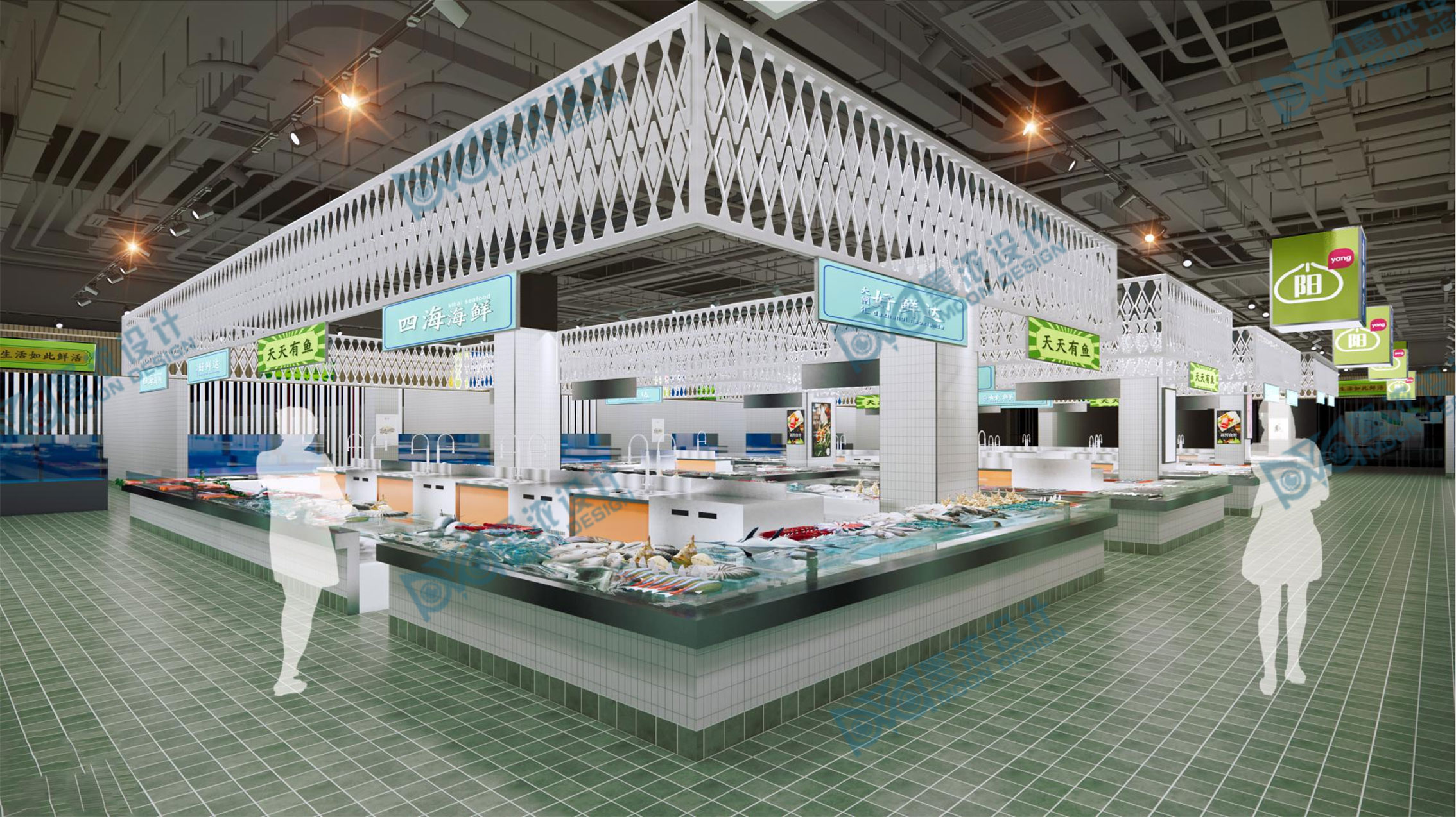 现代超市海鲜水产区3D模型下载【ID:1104020747】_知末3d模型网